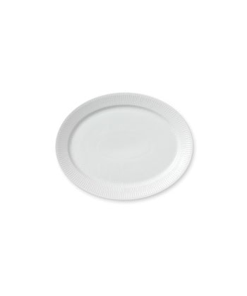 Hvit Riflet - Fat Ovalt 35cm