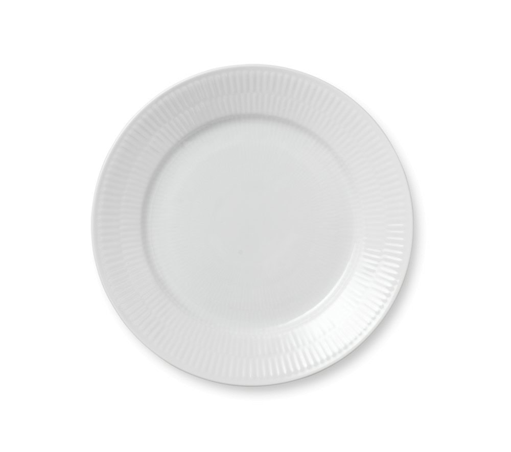 Hvit Riflet - Flat tallerken Ø22cm