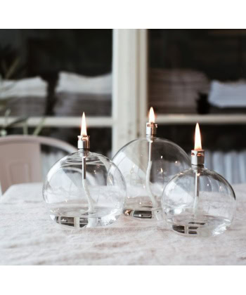Oljelampe Round Chrome -Medium