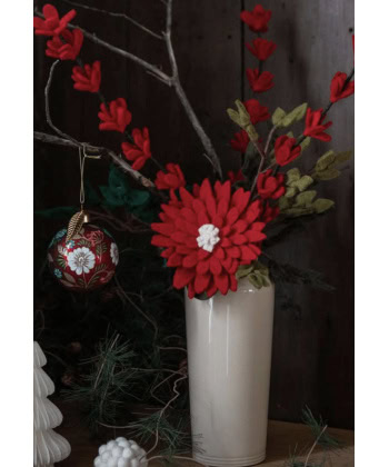 Alternative view of Julekule med blomster -Rød