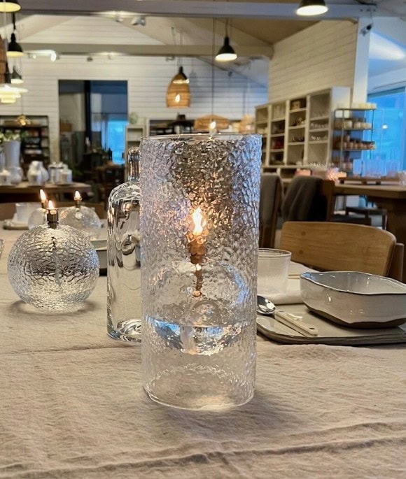 Oljelampe Rund -Hamret glass - Bilde 3