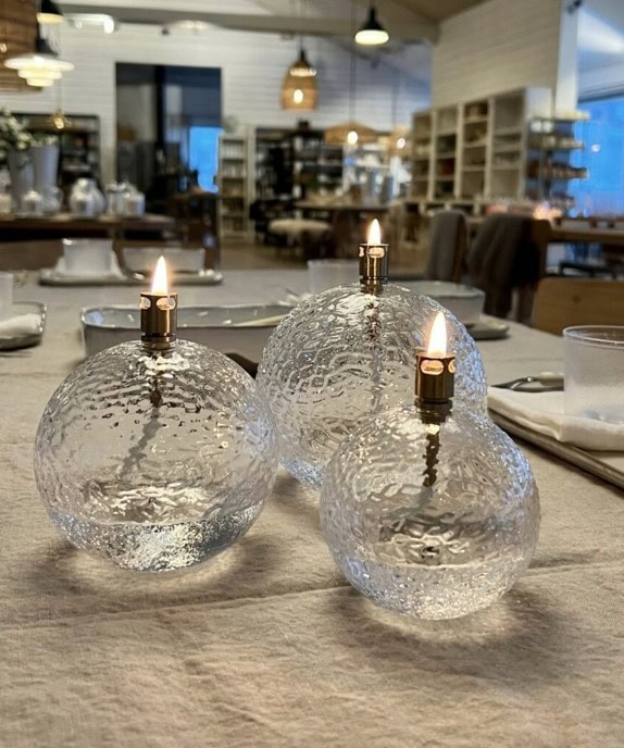 Oljelampe Rund -Hamret glass