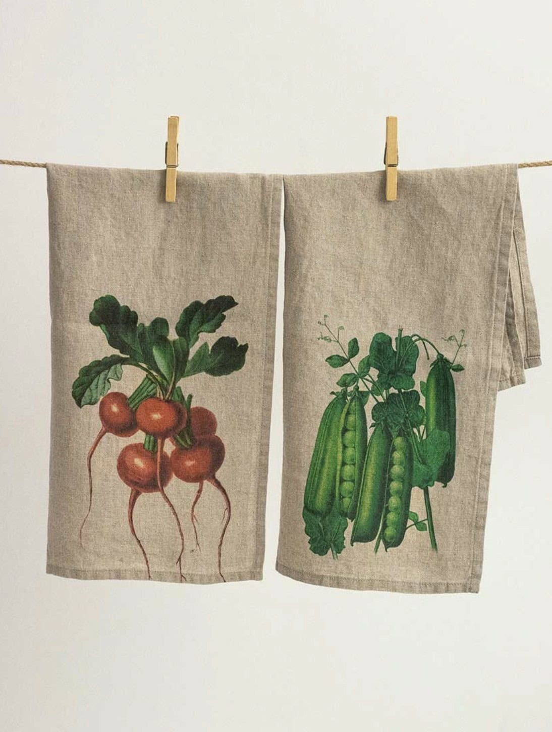 Kjøkkenhåndkle i lin -Reddik og Erter, 2pk