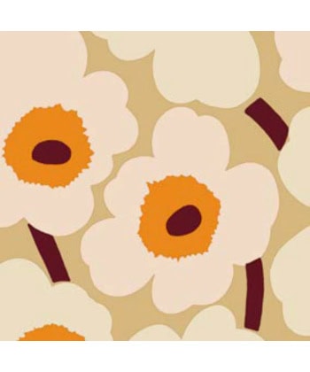 Papirservietter -Marimekko Unikko Beige Orange, Lunsj