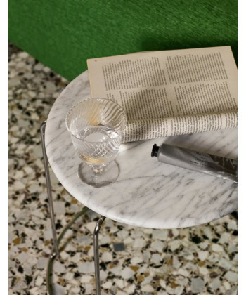 Wire Stool VP11 -Sidebord i krom med hvit marmor topp - Bilde 4